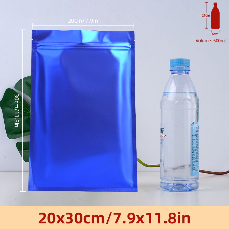 Food Packed Snacks - 100pcs Matte Blue Foil Zipper Pouches,