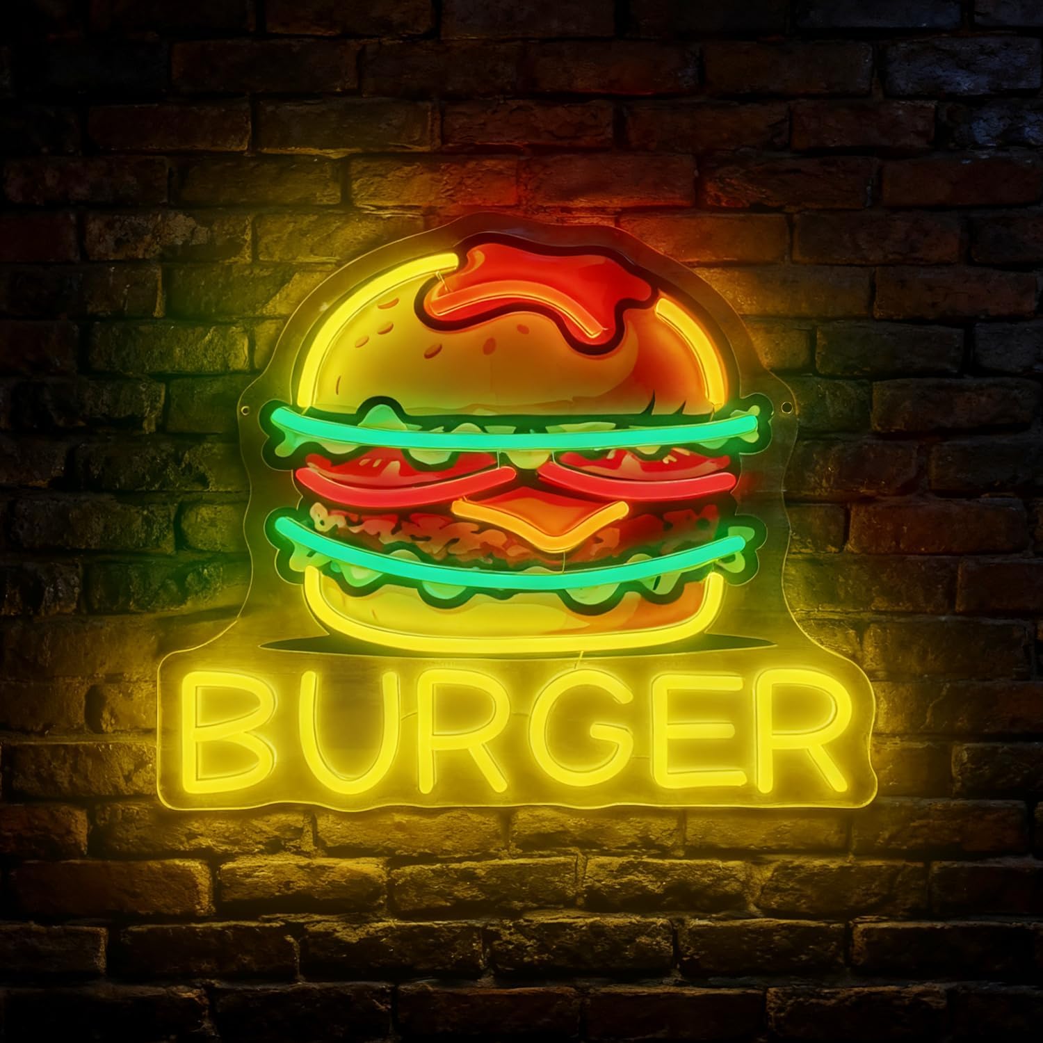 Burger Neon Sign, LED Hamburge - Food Snacks Restaurant review and price