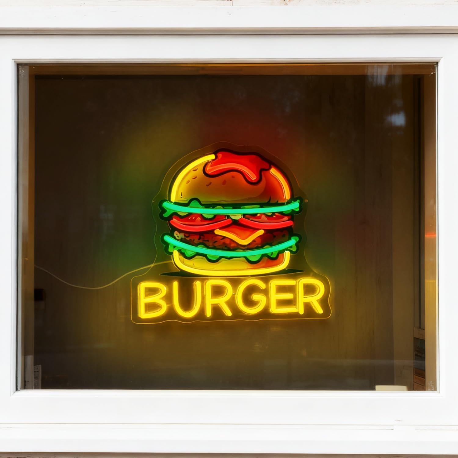 Burger Neon Sign, LED Hamburge - Food Snacks Restaurant review and price