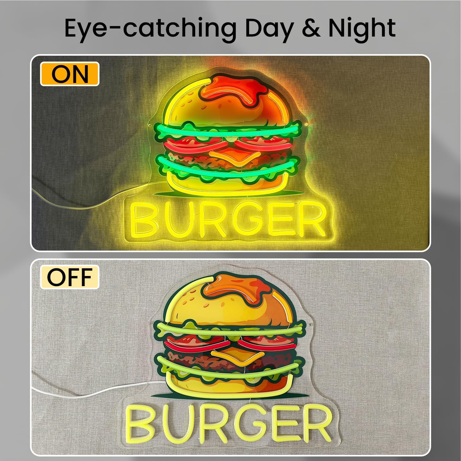 Burger Neon Sign, LED Hamburge - Food Snacks Restaurant review and price