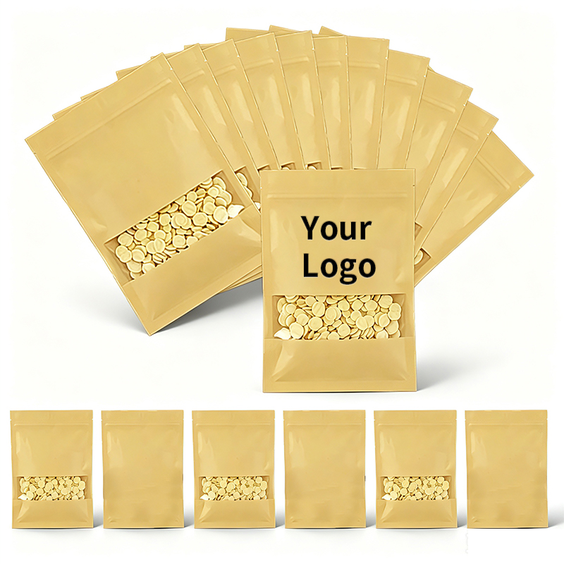 Flat Bottom Kraft Paper Ziploc - Food Snacks Logos review and price
