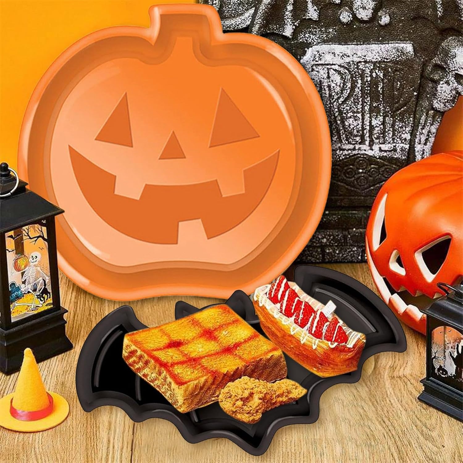 Reusable Halloween Plates Set  - Food Snacks Candy review and price