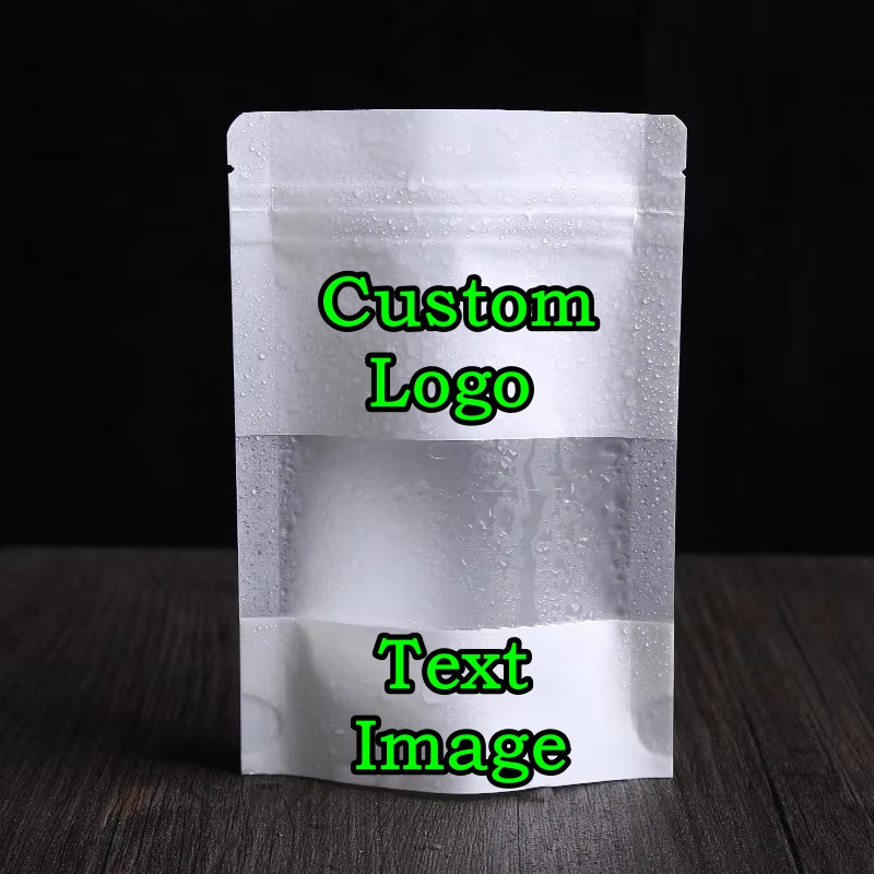 100PCS Stand-up White Paper Fr - Food Snacks Logos review and price
