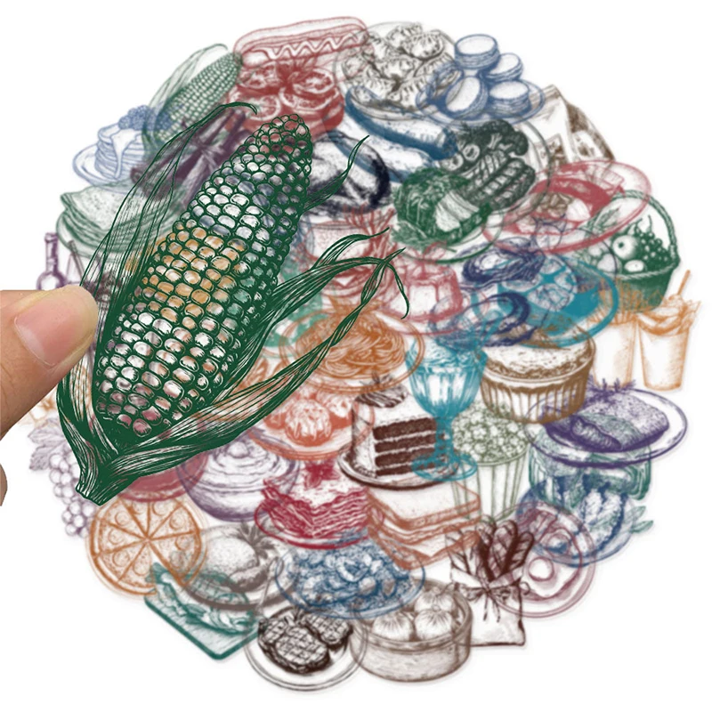 50PCS Retro Food Stickers Set  - Yummy Food Snacks review and price