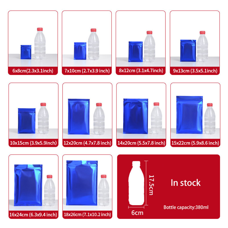 100pcs Matte Blue Foil Zipper  - Food Packed Snacks review and price