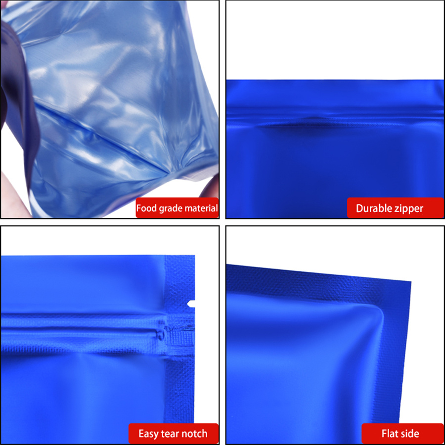 100pcs Matte Blue Foil Zipper  - Food Packed Snacks review and price